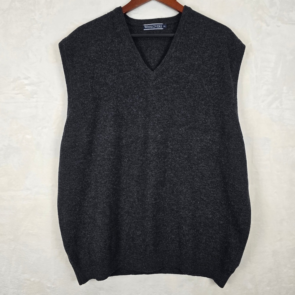 WoolOvers Mens XXL Charcoal Grey 100% Pure Lambswool V-Neck Sweater Vest